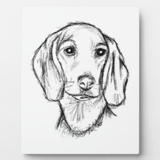 met de hand getekende schets zwarte witte puppy fotoplaat (Voorkant)