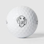 met de hand getekende schets zwarte witte puppy golfballen (Voorkant)