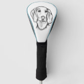 met de hand getekende schets zwarte witte puppy golfheadcover (Voorkant)