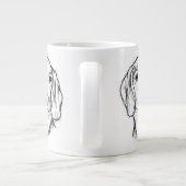 met de hand getekende schets zwarte witte puppy grote koffiekop (Achterkant)