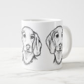 met de hand getekende schets zwarte witte puppy grote koffiekop (Voorkant rechts)