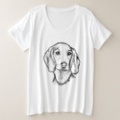 met de hand getekende schets zwarte witte puppy grote maat t-shirt (Design voorkant)