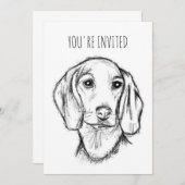 met de hand getekende schets zwarte witte puppy kaart (Voorkant / Achterkant)