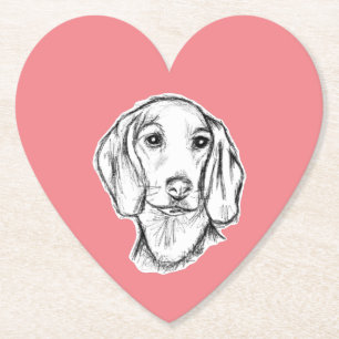 met de hand getekende schets zwarte witte puppy kartonnen onderzetters