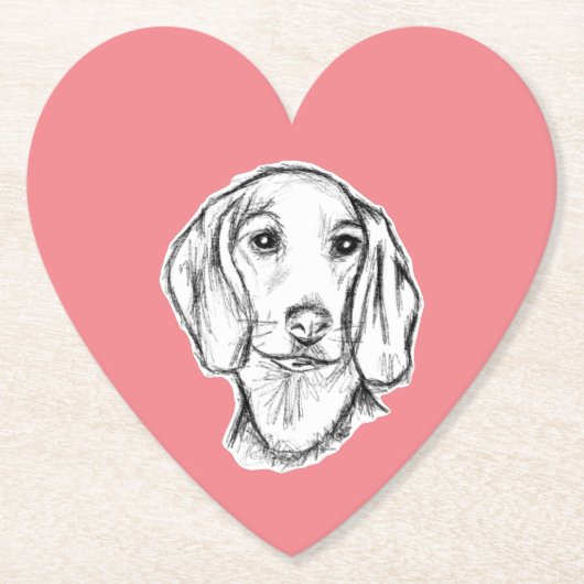 met de hand getekende schets zwarte witte puppy kartonnen onderzetters (Voorkant)