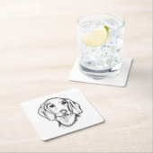 met de hand getekende schets zwarte witte puppy kartonnen onderzetters (Insitu)