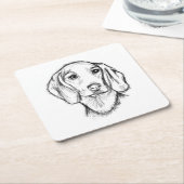 met de hand getekende schets zwarte witte puppy kartonnen onderzetters (Schuin)
