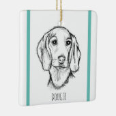 met de hand getekende schets zwarte witte puppy keramisch ornament (Rechts)