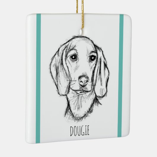 met de hand getekende schets zwarte witte puppy keramisch ornament (Rechts)