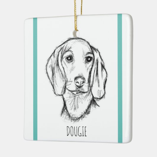 met de hand getekende schets zwarte witte puppy keramisch ornament (Links)