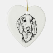 met de hand getekende schets zwarte witte puppy keramisch ornament (Rechts)