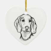 met de hand getekende schets zwarte witte puppy keramisch ornament (Voorkant)