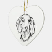 met de hand getekende schets zwarte witte puppy keramisch ornament (Links)