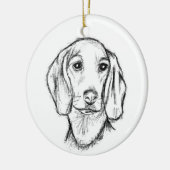 met de hand getekende schets zwarte witte puppy keramisch ornament (Links)