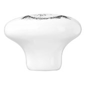 met de hand getekende schets zwarte witte puppy keramische knop (Zijkant)