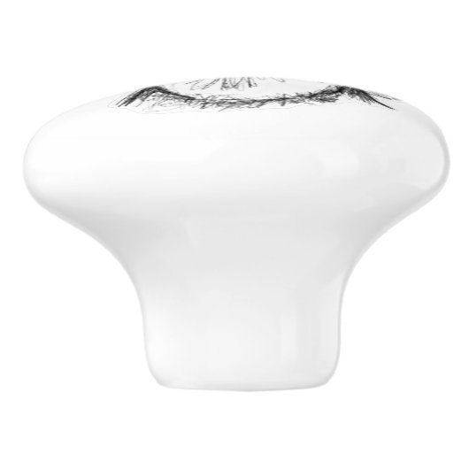 met de hand getekende schets zwarte witte puppy keramische knop (Zijkant)