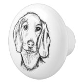 met de hand getekende schets zwarte witte puppy keramische knop (Rechts)