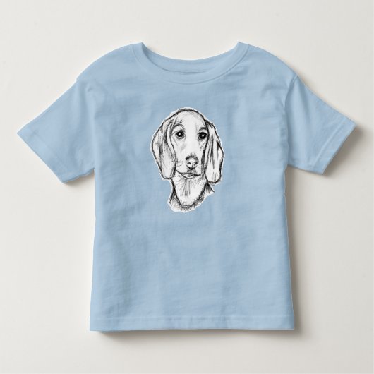 met de hand getekende schets zwarte witte puppy kinder shirts (Voorkant)
