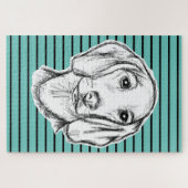 met de hand getekende schets zwarte witte puppy legpuzzel (Horizontaal)