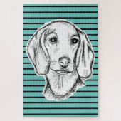 met de hand getekende schets zwarte witte puppy legpuzzel (Verticaal)