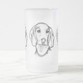met de hand getekende schets zwarte witte puppy matglas bierpul (Center)