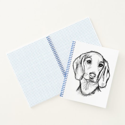met de hand getekende schets zwarte witte puppy notitieboek (Binnen)