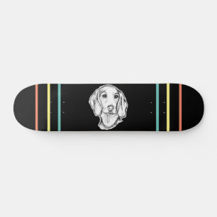 met de hand getekende schets zwarte witte puppy persoonlijk skateboard
