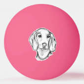 met de hand getekende schets zwarte witte puppy pingpongbal (Voorkant)