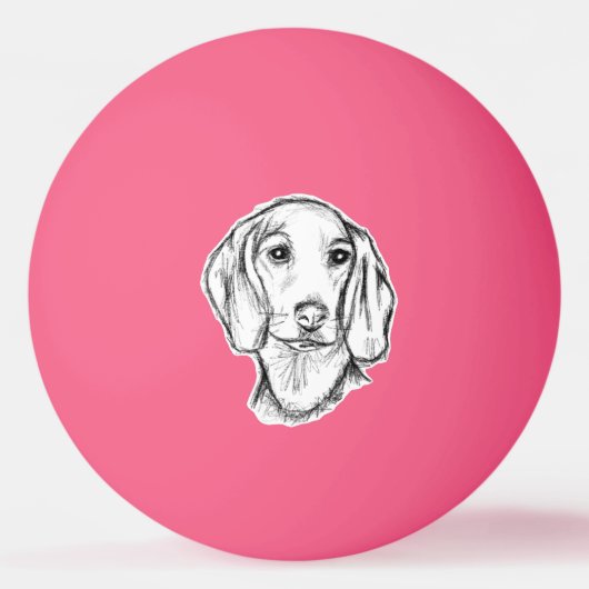 met de hand getekende schets zwarte witte puppy pingpongbal (Voorkant)