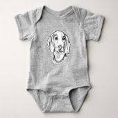 met de hand getekende schets zwarte witte puppy romper (Voorkant)