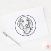 met de hand getekende schets zwarte witte puppy ronde sticker (Envelop)