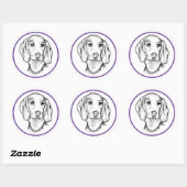 met de hand getekende schets zwarte witte puppy ronde sticker (Vel)