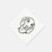 met de hand getekende schets zwarte witte puppy servet (Hoek)