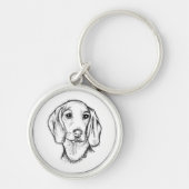 met de hand getekende schets zwarte witte puppy sleutelhanger (Voorkant)