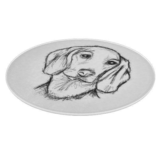 met de hand getekende schets zwarte witte puppy snijplank (Hoek)