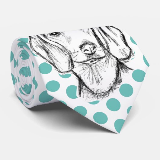 met de hand getekende schets zwarte witte puppy stropdas (Opgerold)