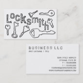 met de hand getekende slotenmaker (zwart-wit) visitekaartje (Voorkant / Achterkant)