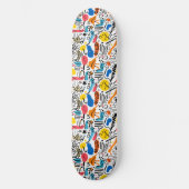 Met de hand getekende speelse moderne patronen persoonlijk skateboard (Voorkant)