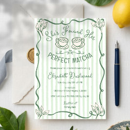 Met de hand getekende speelse perfect matcha bruid kaart