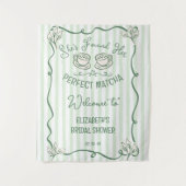 Met de hand getekende speelse perfect matcha bruid wandkleed (Voorkant)