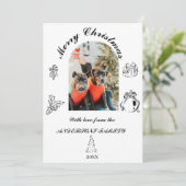 Met de hand getekende, speelse platte kerstkaart (Staand voorkant)