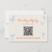 Met de hand getekende speelse QR-code bruiloft RSVP Kaartje (Voorkant)