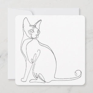 Met de hand getekende Sphynx kat Minimalistisch on Kaart