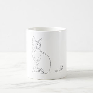 Met de hand getekende Sphynx kat minimalistisch on Koffiemok