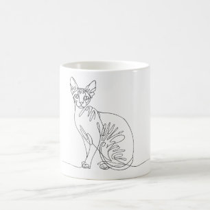Met de hand getekende Sphynx kat - Minimalistische Koffiemok