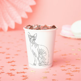 Met de hand getekende Sphynx Kat - Minimalistische Papieren Bekers