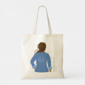Met de Hand Getekende Spijkerjack Bruin Haar Bruid Tote Bag (Achterkant)