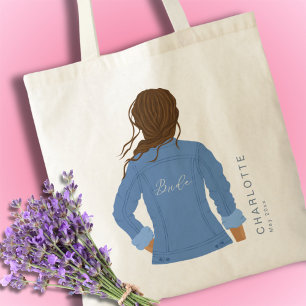 Met de Hand Getekende Spijkerjack Bruin Haar Bruid Tote Bag