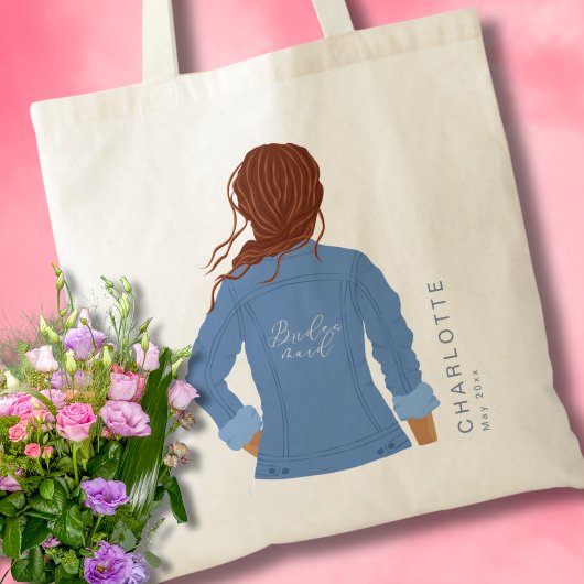 Met de Hand Getekende Spijkerjas Roodharige Bruids Tote Bag