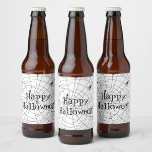 Met de hand getekende spinnenwebdoodles bier etiket